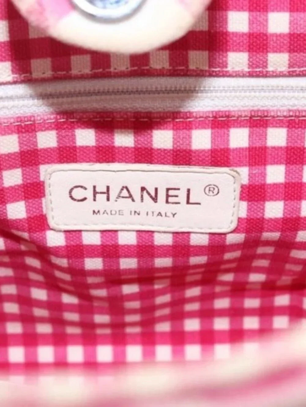 CHANEL Cruise Line Hand Bag Canvas Pink Silver CC Auth 158031